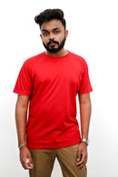 Red Short Sleeve Crew Neck T-shirt Vyboo