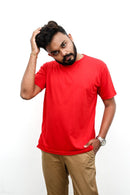 Red Short Sleeve Crew Neck T-shirt Vyboo