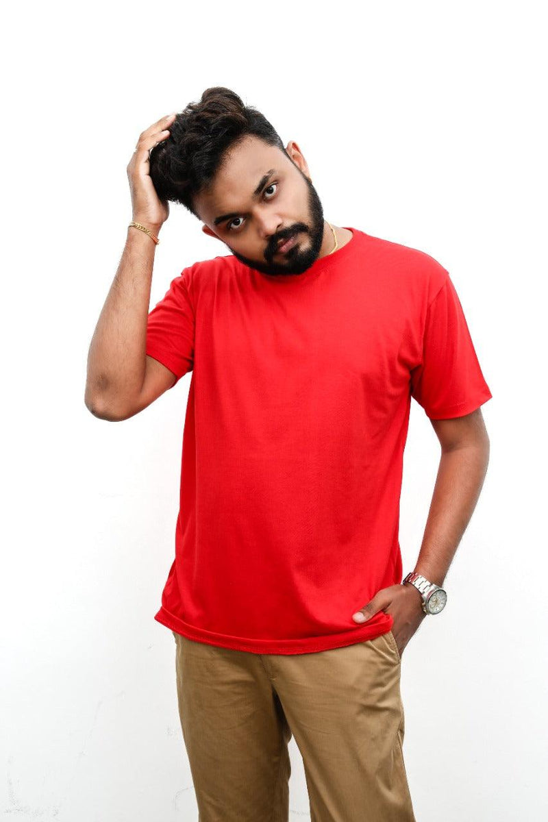 Red Short Sleeve Crew Neck T-shirt Vyboo