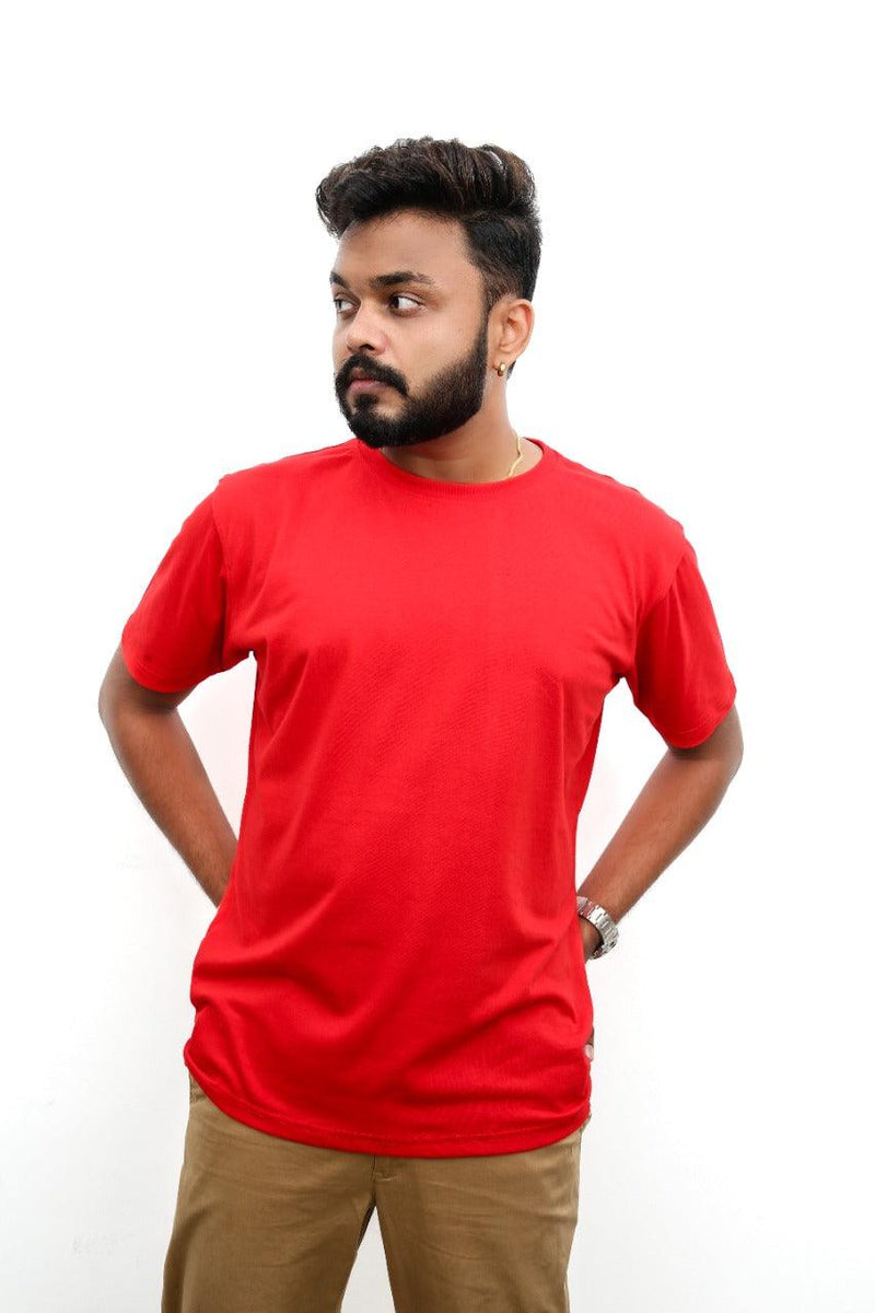 Red Short Sleeve Crew Neck T-shirt Vyboo