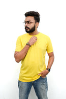 Golden Yello Short Sleeve Crew Neck T-shirt Vyboo