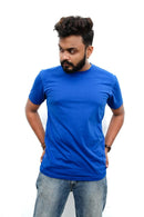 Blue Short Sleeve Crew Neck T-shirt Vyboo